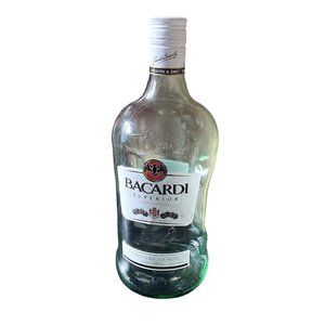 Large Bacardi Superior 1 Liter EMPTY Bottle Barware Decanter Decor 12 In u